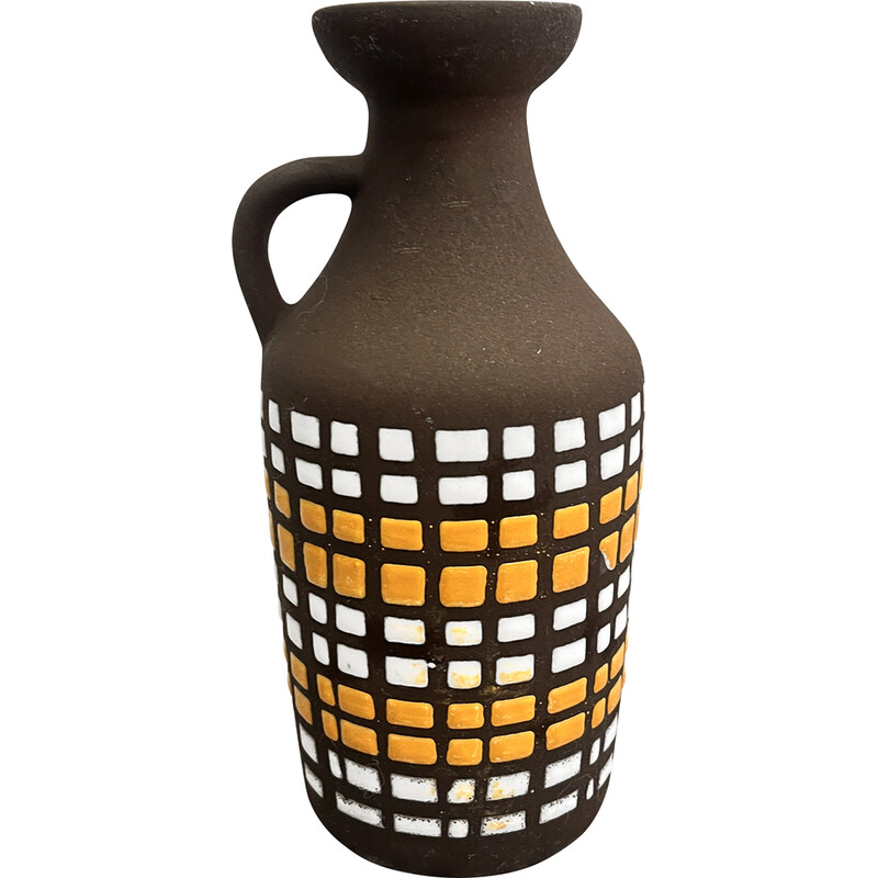 Vintage ceramic vase type 1302 with handle for Strehla Keramik, Germany 1970