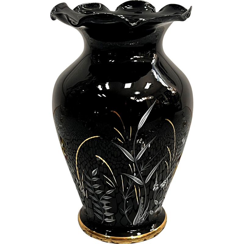 Vase vintage en verre hyalite pour Grossenhein, Allemagne 1960