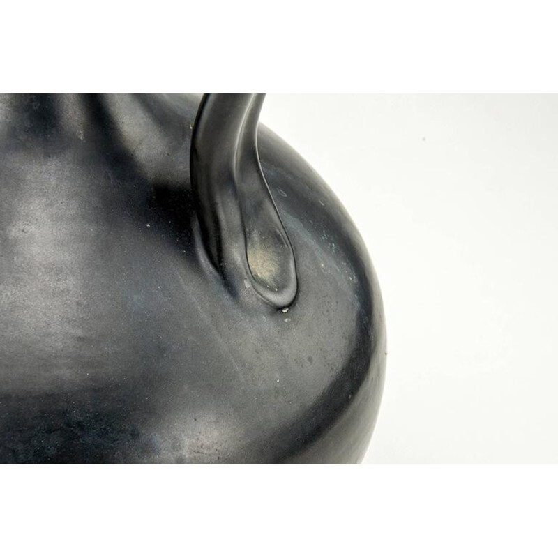 Large black pitcher in ceramics produced by Vallauris - 1950s