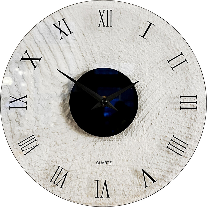 Vintage wall clock with glass quartz mechanism, Germany 1990