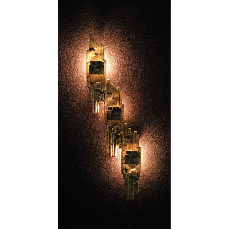Vintage bronze wall lamp by Maxime Delo, Italy 1970