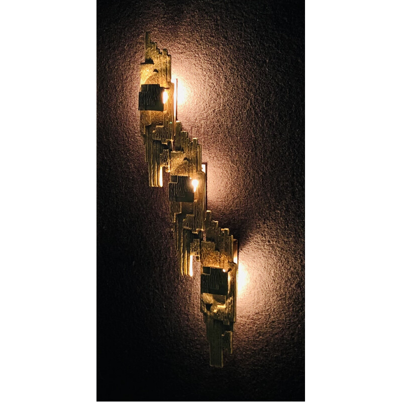 Vintage bronze wall lamp by Maxime Delo, Italy 1970