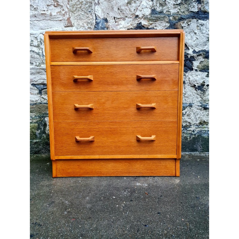 Vintage solid wood and oak chest of drawers with 4 drawers for G-Plan Furniture