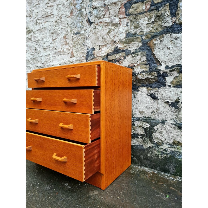 Vintage solid wood and oak chest of drawers with 4 drawers for G-Plan Furniture