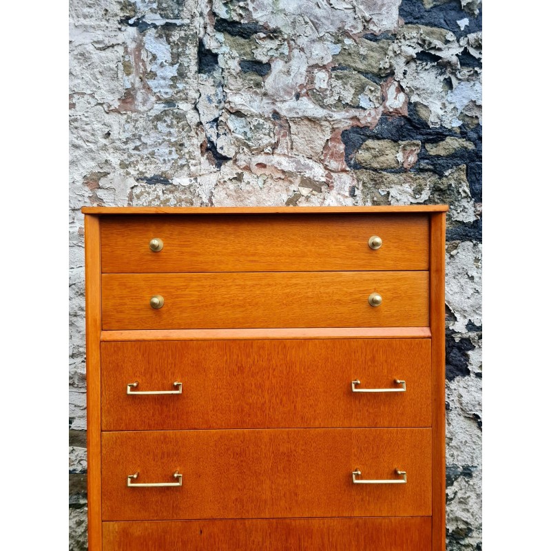 Vintage chest of drawers in oak and solid wood with 6 drawers