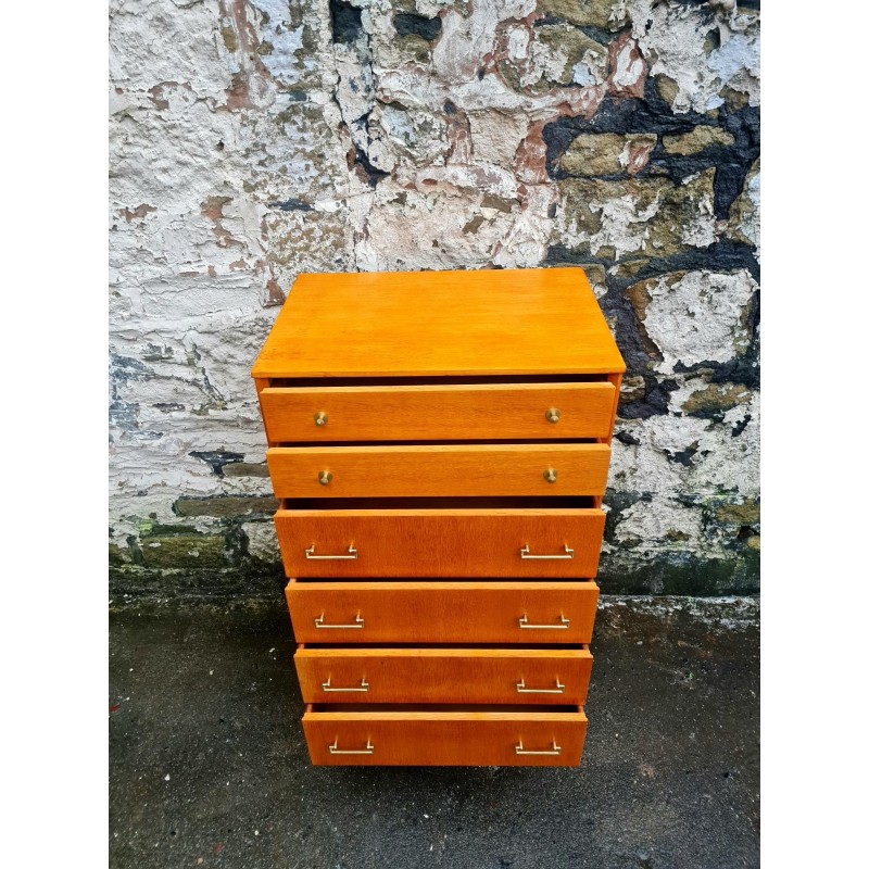 Vintage chest of drawers in oak and solid wood with 6 drawers