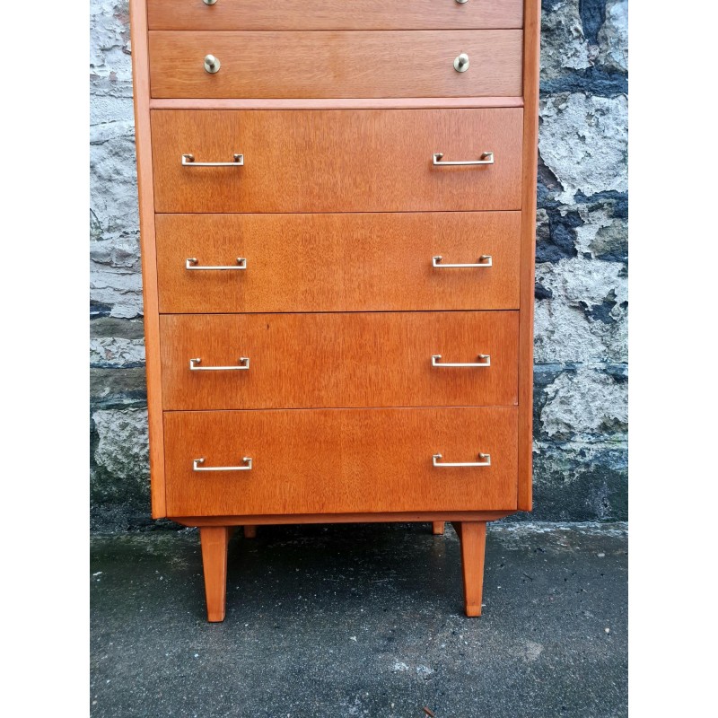 Vintage chest of drawers in oak and solid wood with 6 drawers