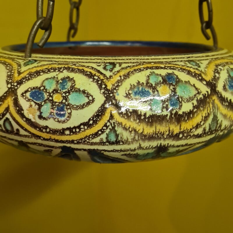 Vintage Arabic ceramic hanging bowl