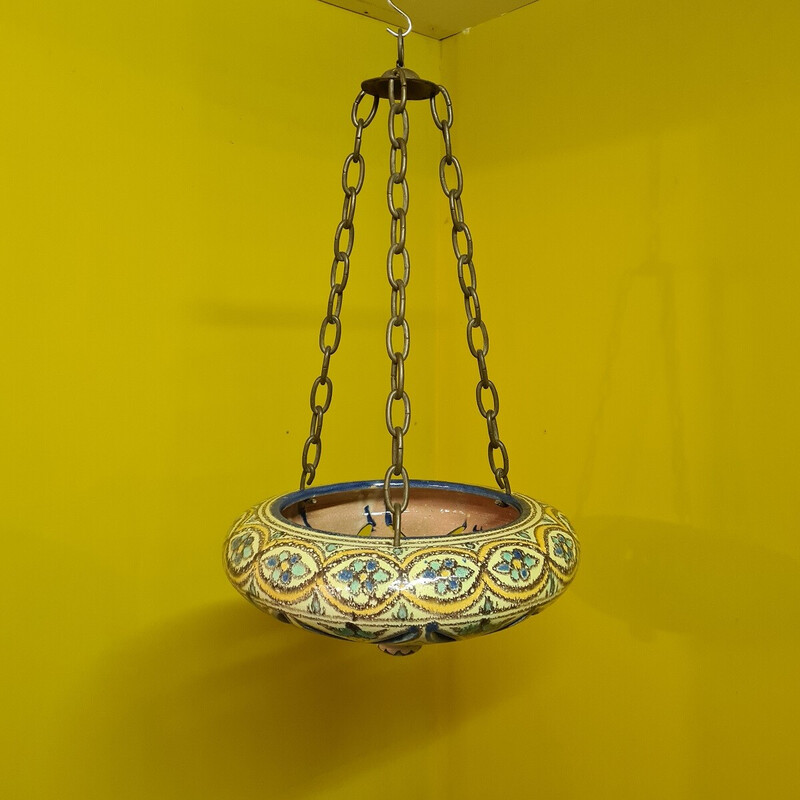 Vintage Arabic ceramic hanging bowl