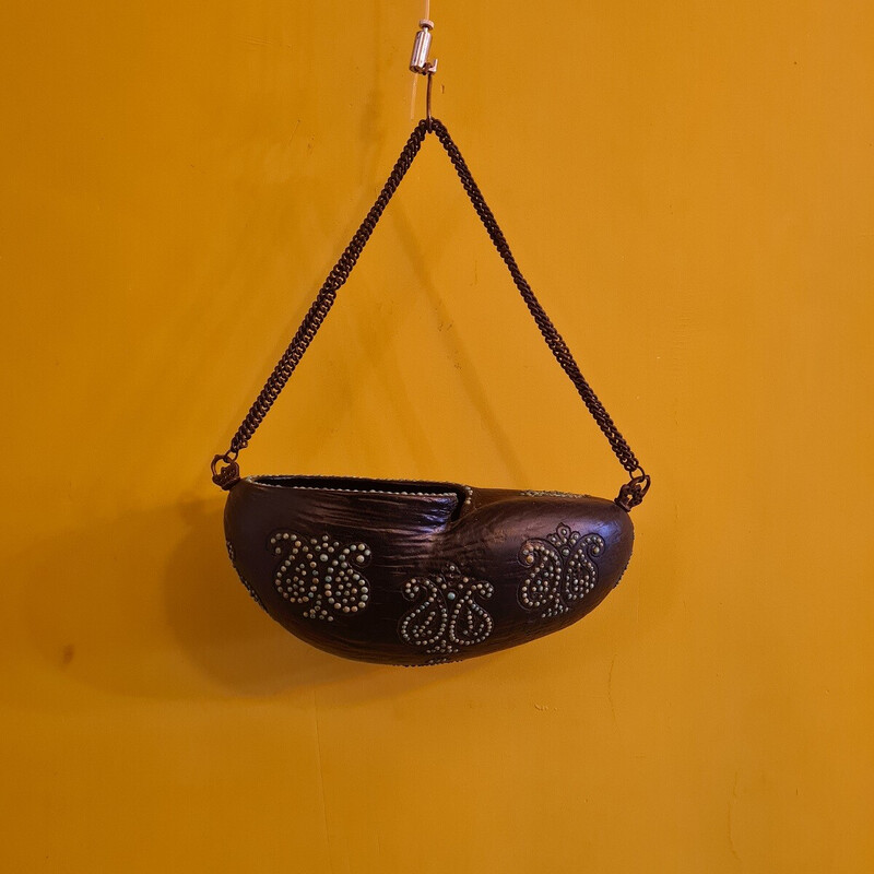 Vintage Islamic begging bowl Kashkul in coco de mer