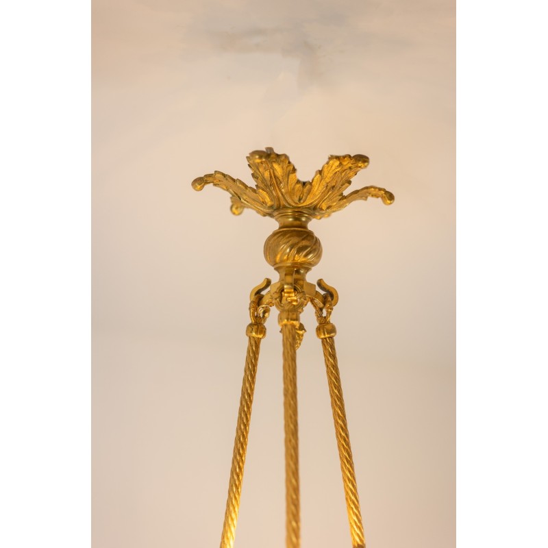 Vintage gilded bronze chandelier with 6 arms of light, 1900