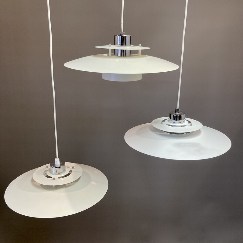 Set of 3 vintage metal pendant lamp, 1960