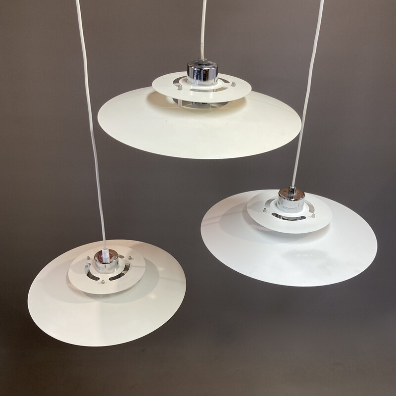 Set of 3 vintage metal pendant lamp, 1960