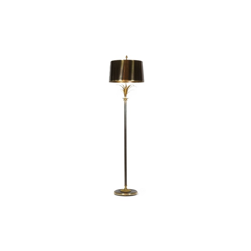 Vintage "Roseau" floor lamp in bronze and gilded brass for La Maison Charles, France 1970