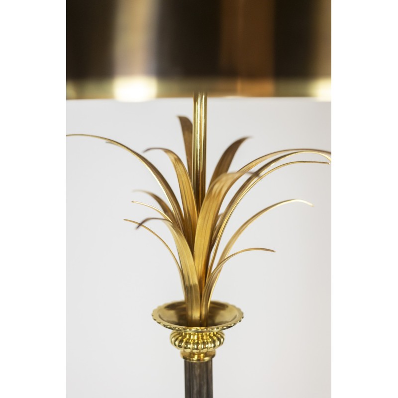 Vintage "Roseau" floor lamp in bronze and gilded brass for La Maison Charles, France 1970