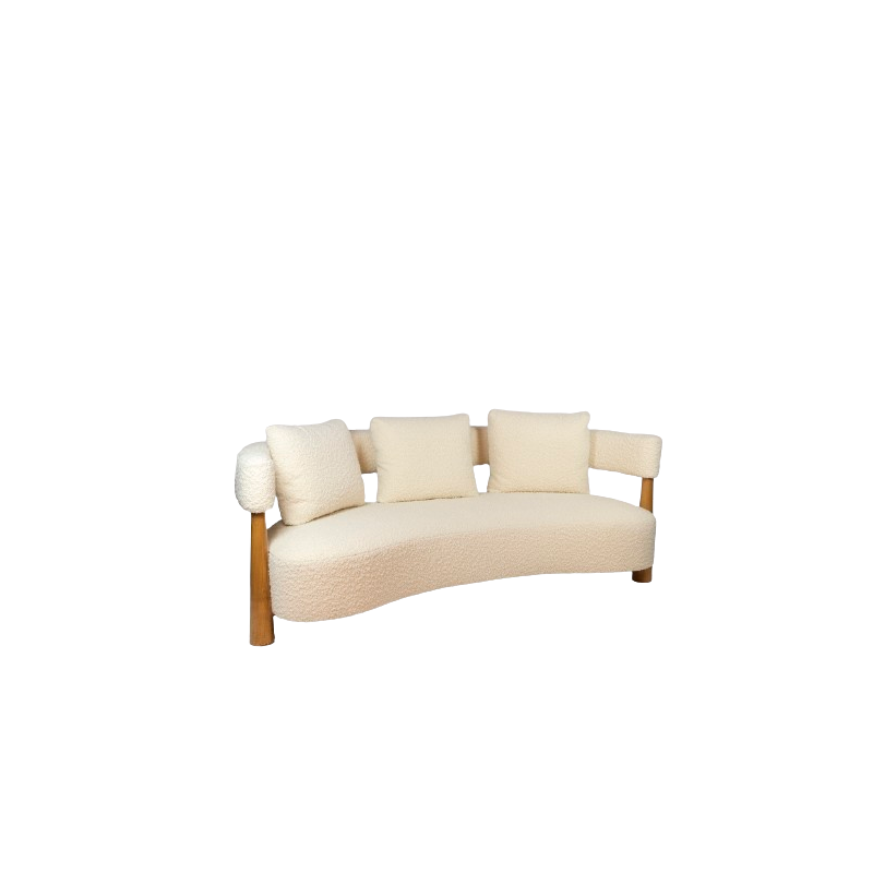Vintage 3-seater “bean” sofa in blond beech, Italy
