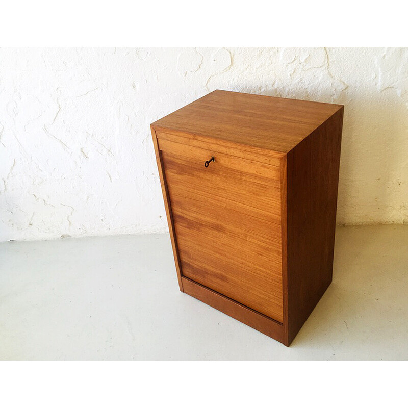 Vintage chest of drawers with rolling door, Denmark 1960