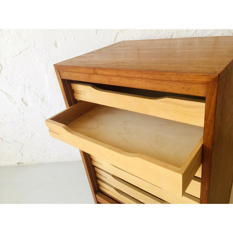 Vintage chest of drawers with rolling door, Denmark 1960