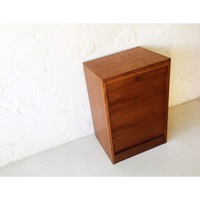 Vintage chest of drawers with rolling door, Denmark 1960