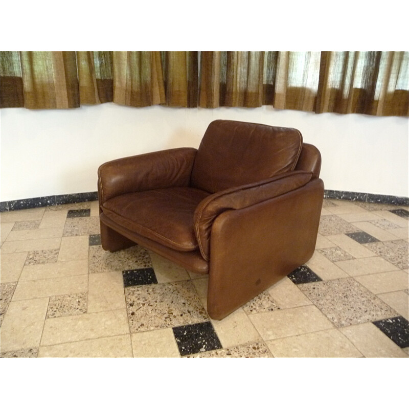 Vintage Sessel aus braunem Leder Modell DS61 von De Sede - 1960