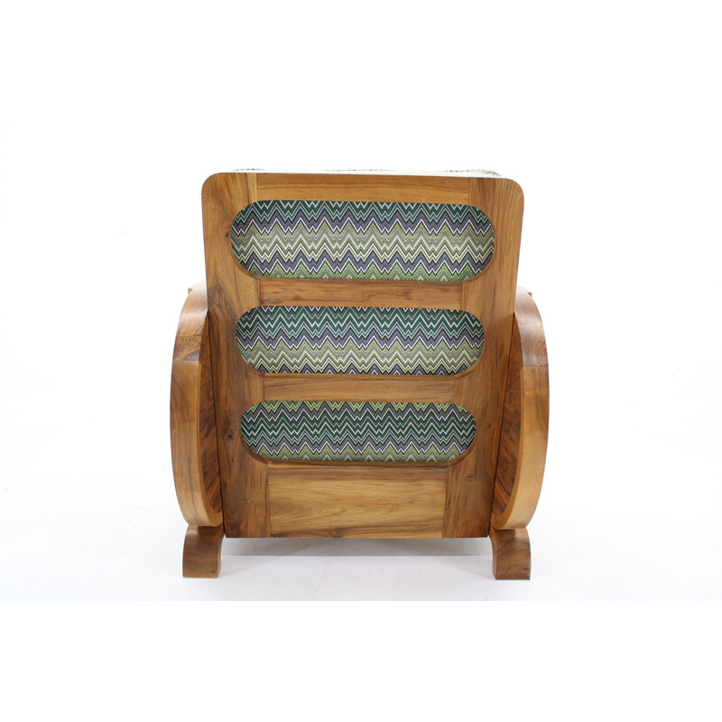 Vintage Art Deco armchair in solid walnut, Czechoslovakia 1930