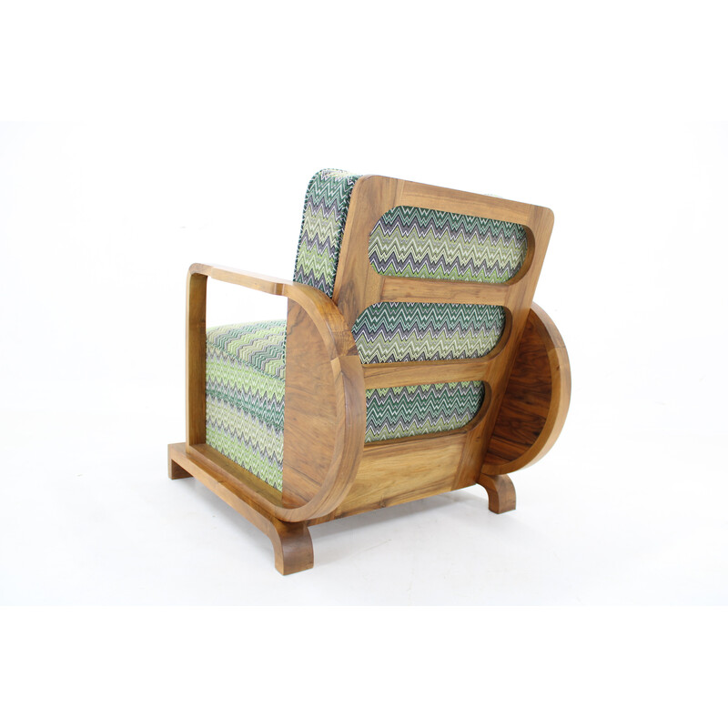 Vintage Art Deco armchair in solid walnut, Czechoslovakia 1930