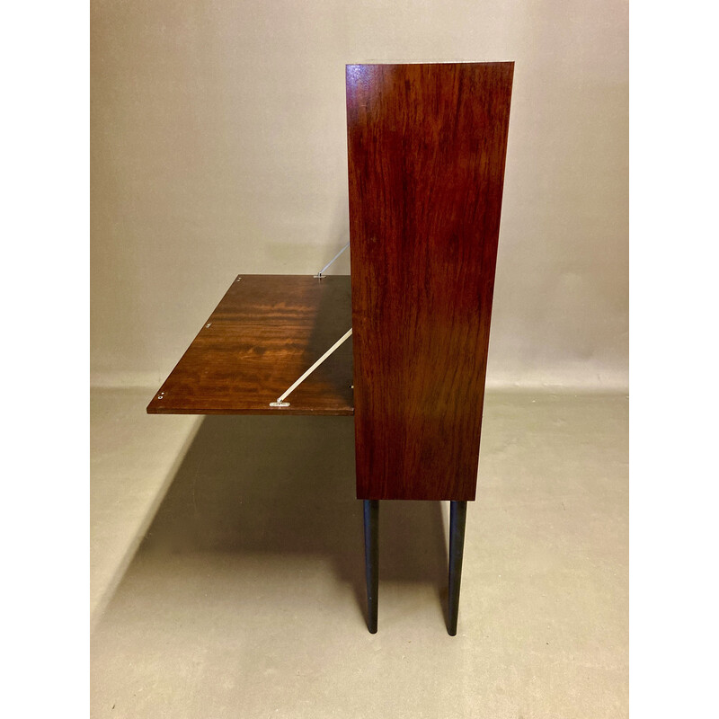 Vintage retractable rosewood desk, 1950