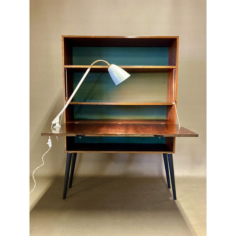 Vintage retractable rosewood desk, 1950