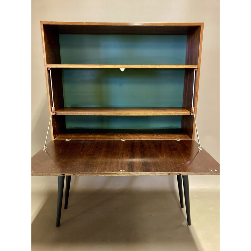 Vintage retractable rosewood desk, 1950