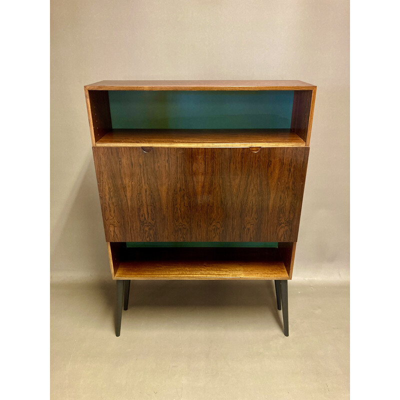 Vintage retractable rosewood desk, 1950