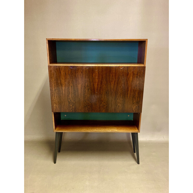 Vintage retractable rosewood desk, 1950