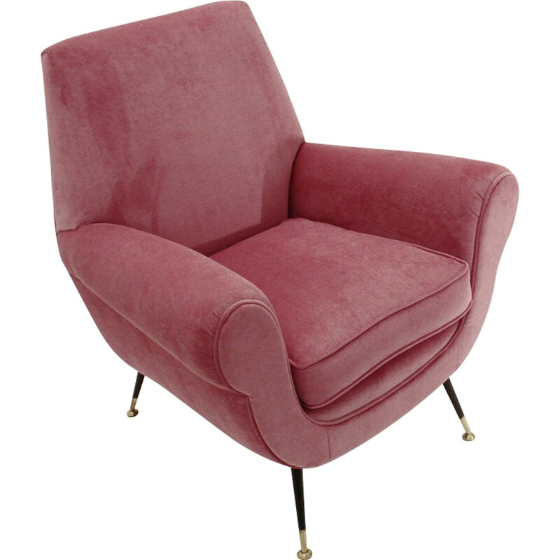 Paire de fauteuils italiens en velours rose - 1950