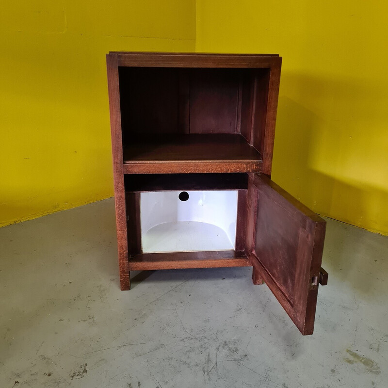 Vintage Art Deco oak bedside table, France 1930