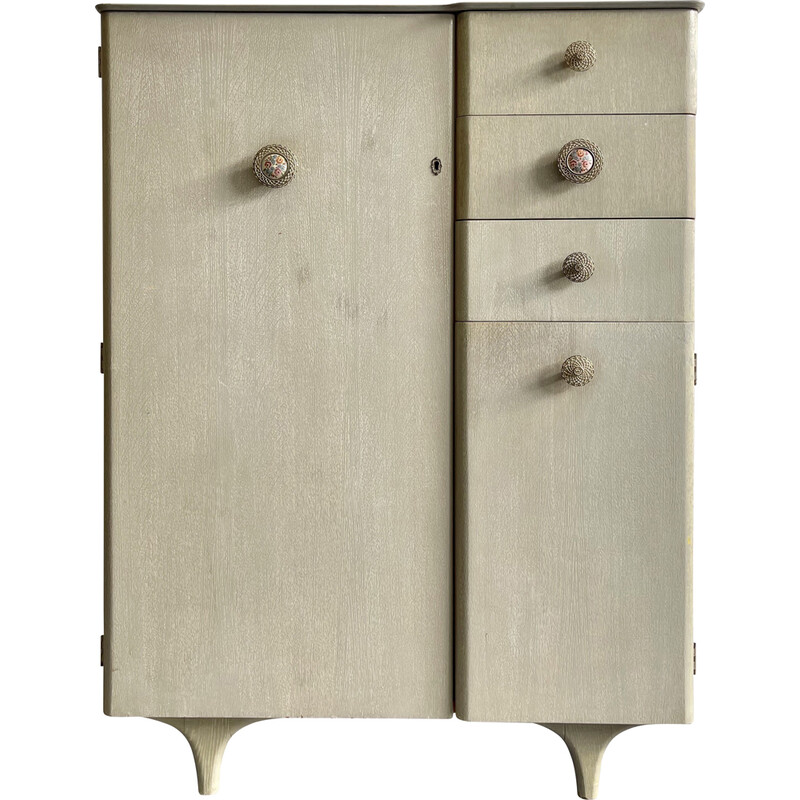 Vintage tallboy wardrobe with 3 drawers, 1960