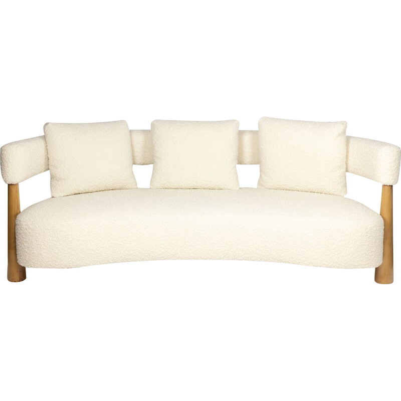 Vintage 3-seater “bean” sofa in blond beech, Italy