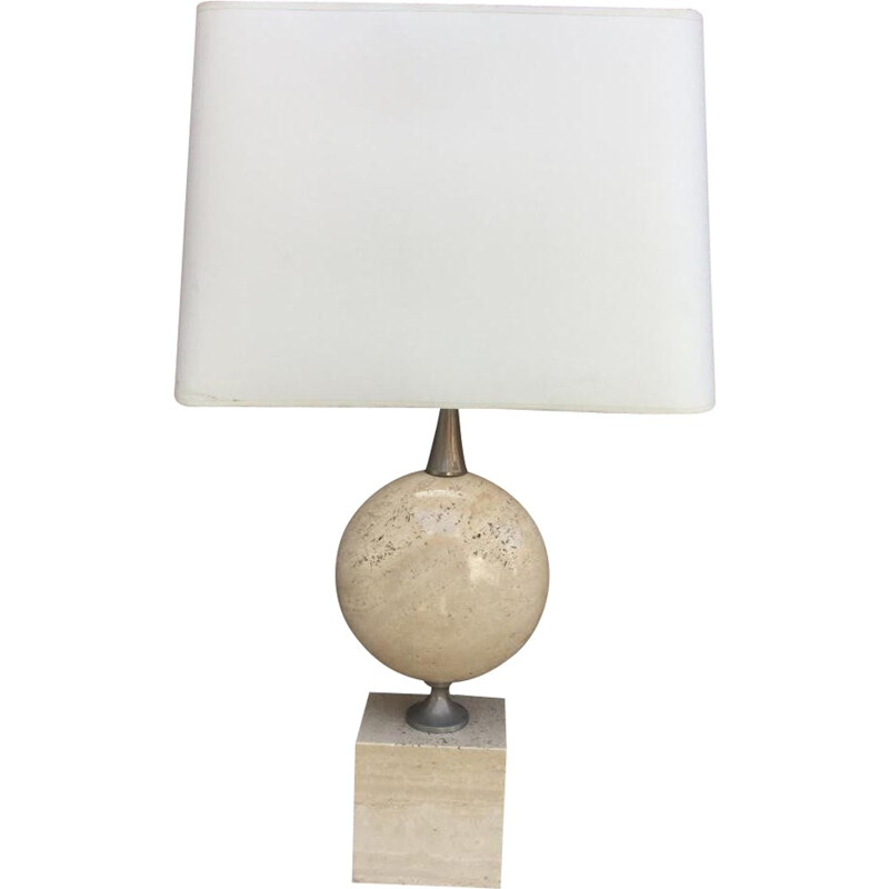 Pair of large travertine lamps - 1970s