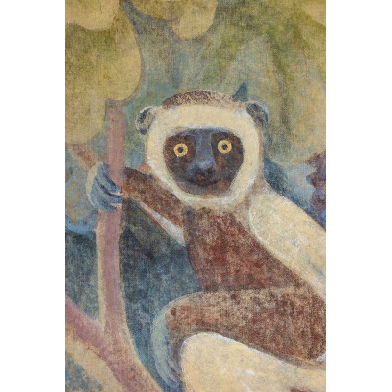 Vintage painting representing monkeys, France
