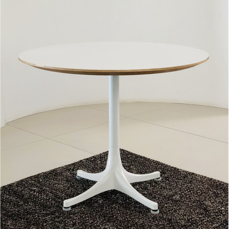 Table basse vintage modèle 5452 en stratifié blanc et aluminium par George Nelson pour Herman Miller, Etats-Unis 1960