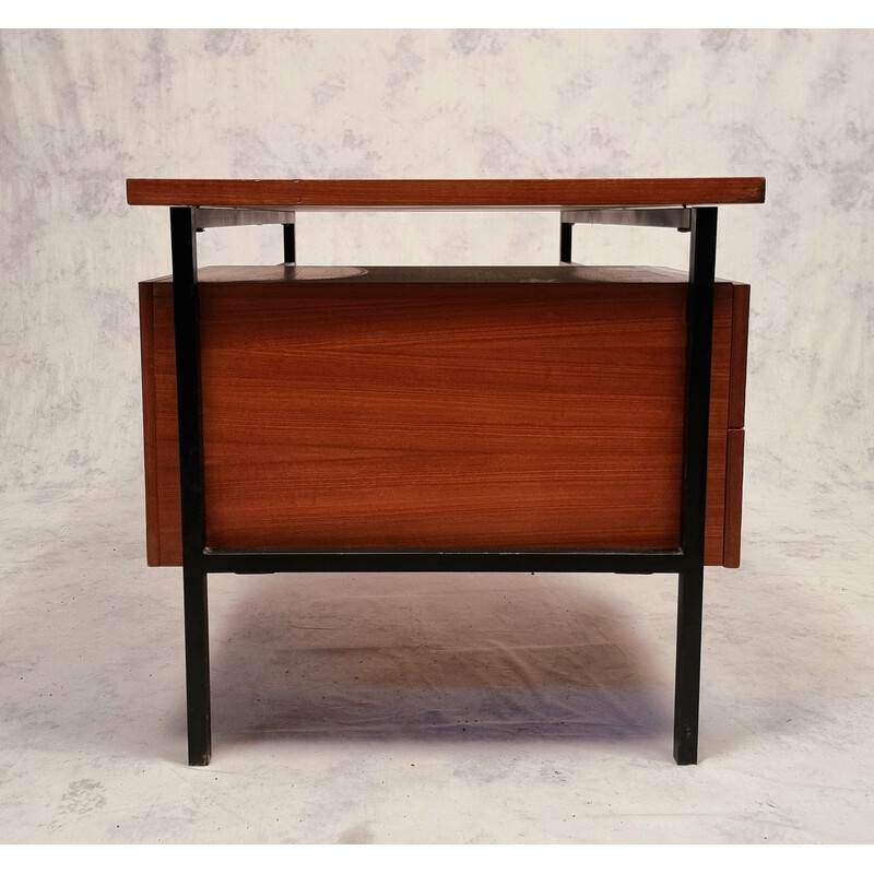 Vintage teak and chrome metal desk by Luigi Bartolini, 1960