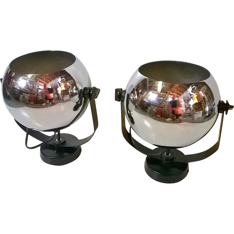 Set of 2 Reggiani chromed wall lights - 1970s