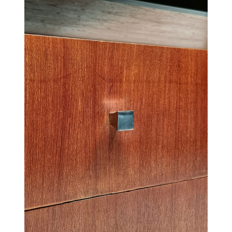 Vintage teak and chrome metal desk by Luigi Bartolini, 1960