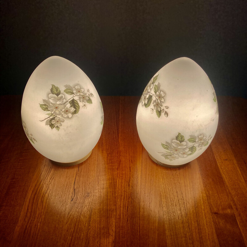 Pair of vintage opaline glass lamps, 1950
