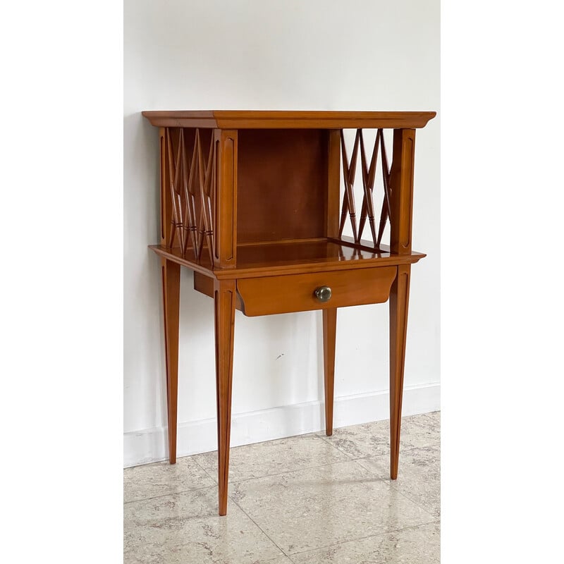 Vintage varnished wood bedside tables, 1990