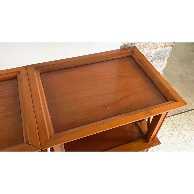 Vintage varnished wood bedside tables, 1990