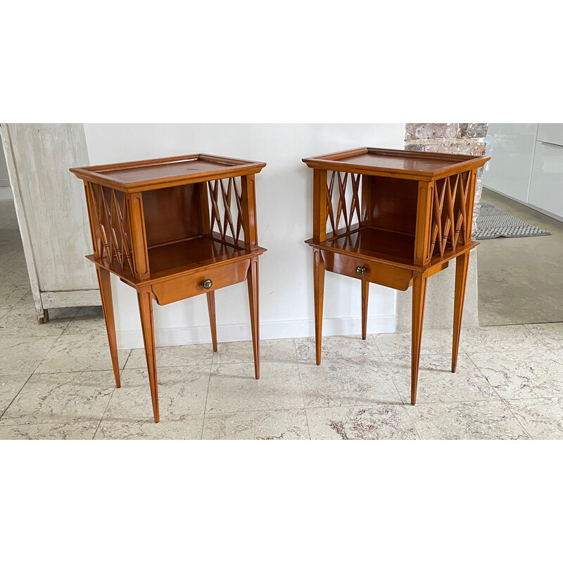 Tables de chevet vintage en bois verni, 1990