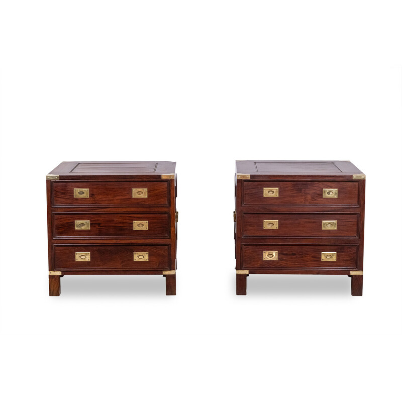 Pair of vintage mahogany marine chests of drawers, England 1950