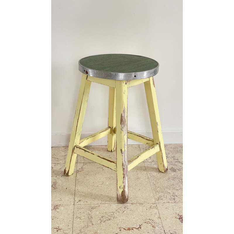 Tabouret vintage en chêne massif