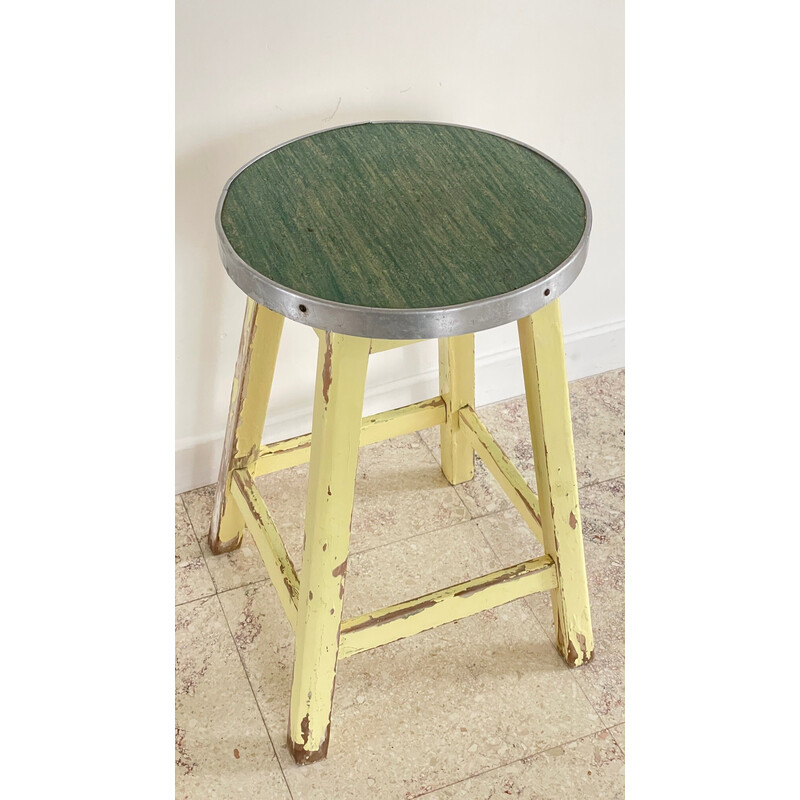 Tabouret vintage en chêne massif