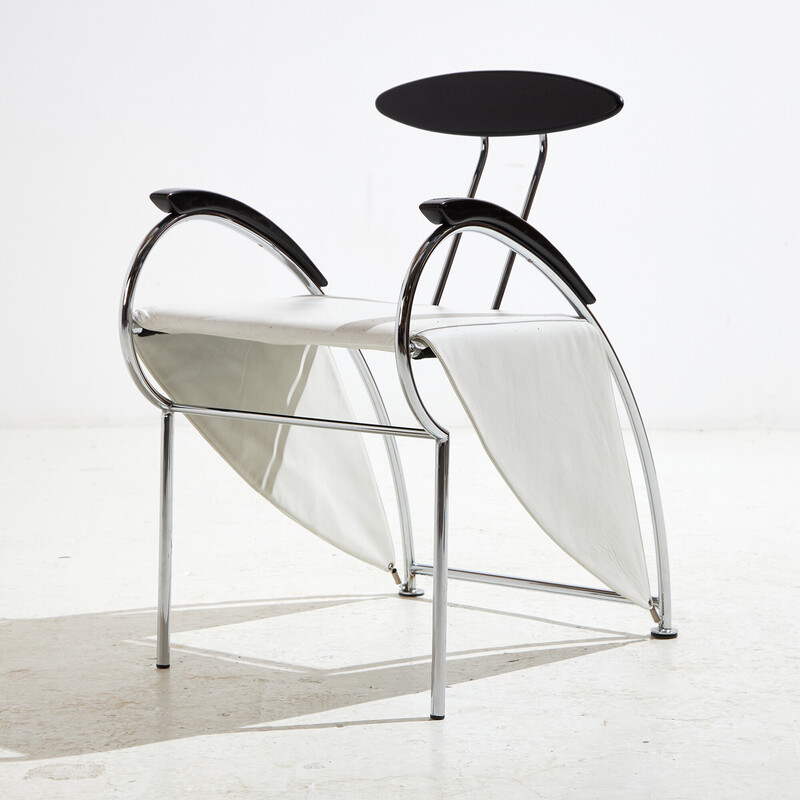 Vintage "Notorious" armchair in chrome steel and leather by Massimo Iosa Ghini for Moroso, Italy 1980