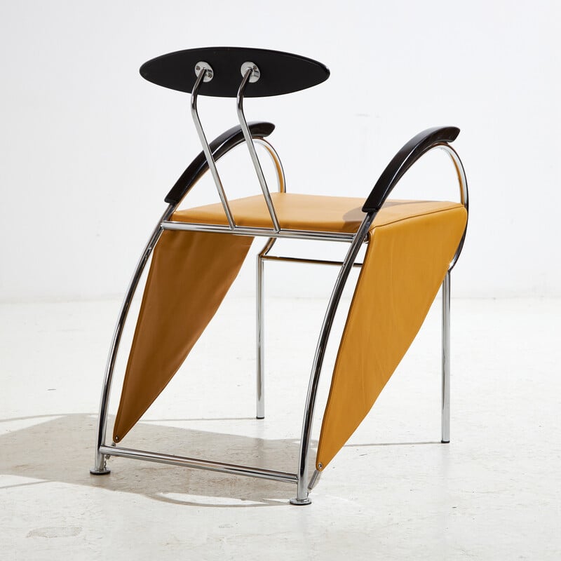 Vintage "Notorious" chair in chrome steel and leather by Massimo Losa Ghini for Moroso, 1980